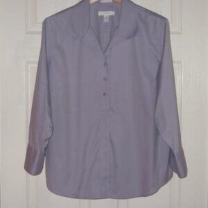 Chico's No Iron 3 XL Lavender Effortless 3/4 Slv Cotton Hidden Button Excellent